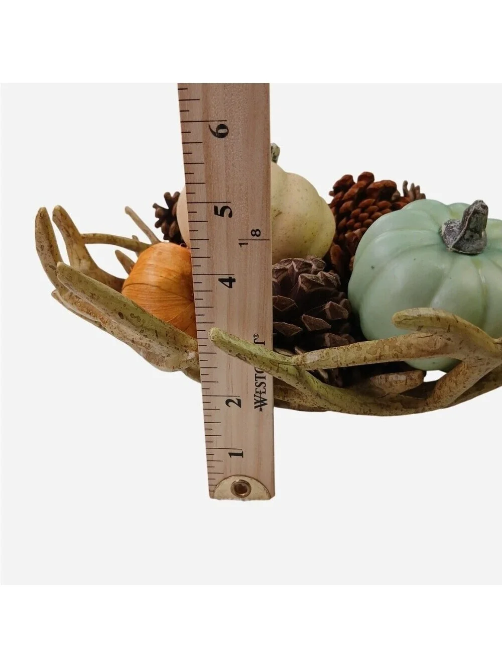 Rustic Faux Antler Bowl Centerpiece Fall Decor Pinecones Mini Pumpkins Autumn